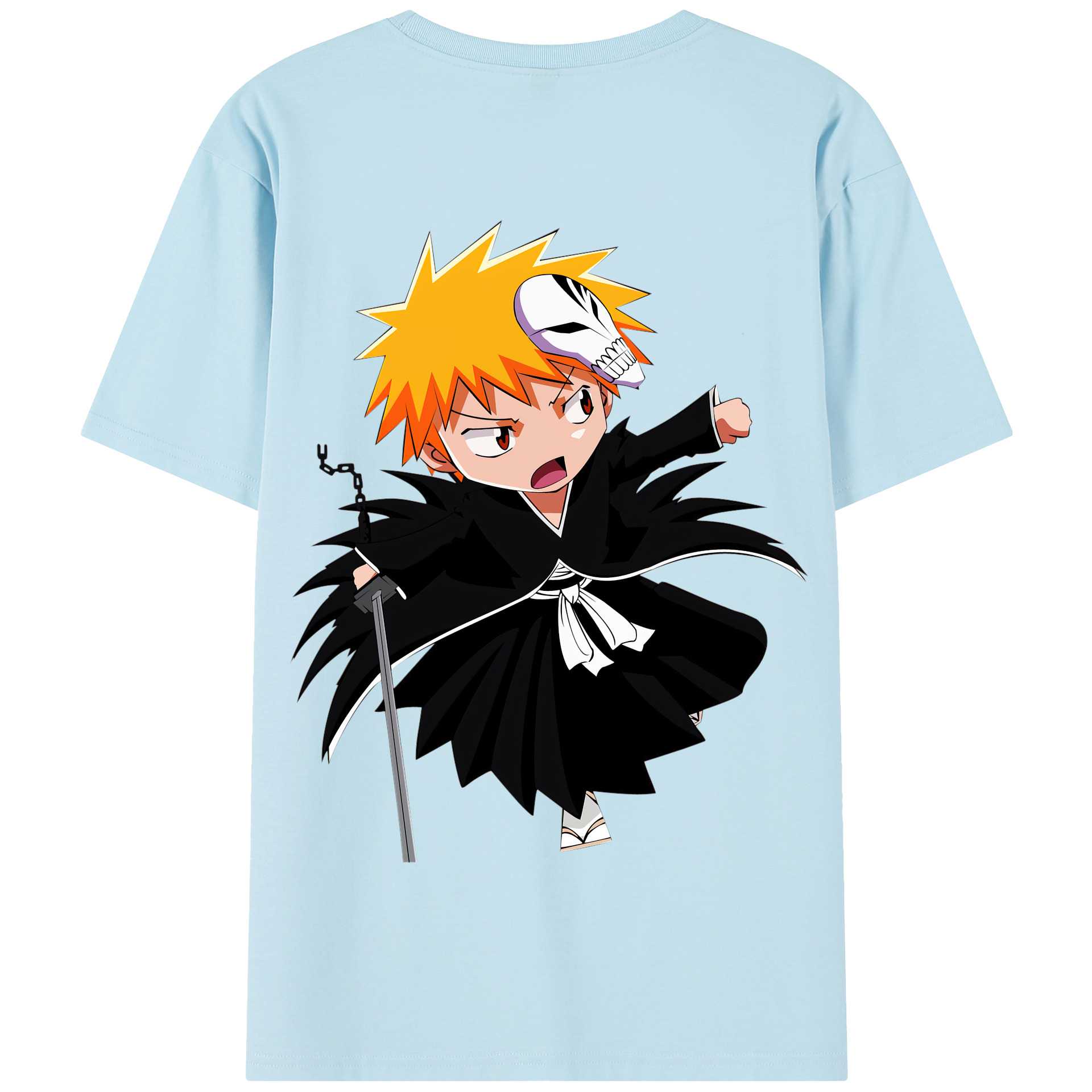 （画像用） ブリーチ 黒崎一護（くろさき いちご）BLEACH Kurosaki Ichigo 綿100％半袖Tシャツ（背面プリント）
